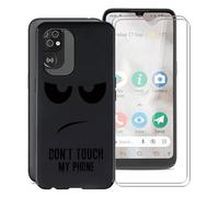 KJYF Coque pour Doro 8100 (6,1"), avec [2 x Protecteur D'écran en Verre Trempé], Etui Housse TPU Mince Souple Silicone Anti-Rayures Antichoc Cover Case pour Doro 8100 - Ne me Touche Pas