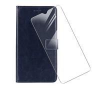 KJYF Coque pour Doro 8100 (6,1"), avec Verre Trempé Protecteur Écran, Etui Protection Housse Premium en Cuir PU, Fonction Stand à Rabat Porte-Monnaie Cover Case pour Doro 8100 - Blue
