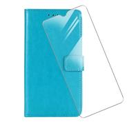 KJYF Coque pour Doro 8100 (6,1"), avec Verre Trempé Protecteur Écran, Etui Protection Housse Premium en Cuir PU, Fonction Stand à Rabat Porte-Monnaie Cover Case pour Doro 8100 - Lightblue
