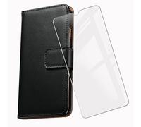 KJYF Coque pour Doro 8100 (6,1"), avec Verre Trempé Protecteur Écran, Etui Protection Housse Premium en Cuir PU, Fonction Stand à Rabat Porte-Monnaie Cover Case pour Doro 8100 - Black