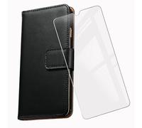 KJYF Coque pour Doro 8100 (6,1"), avec Verre Trempé Protecteur Écran, Etui Protection Housse Premium en Cuir PU, Fonction Stand à Rabat Porte-Monnaie Cover Case pour Doro 8100 - Black