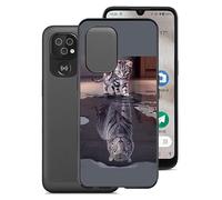 KJYF Coque pour Doro 8100 (6,1"), Noir Etui Housse Silicone Ultra Mince Souple TPU Bumper Anti-Rayures Antichoc Cover Case pour Doro 8100 - Chat et Tigre