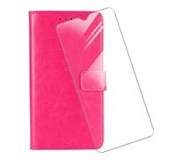 KJYF Coque pour Doro 8100 Plus (6,1"), avec Verre Trempé Protecteur Écran, Etui Protection Housse Premium en Cuir PU, Fonction Stand à Rabat Porte-Monnaie Cover Case pour Doro 8100 Plus - Rosered