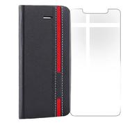 KJYF Coque pour Doro 8100 Plus (6,1"), avec Verre Trempé Protecteur Écran, Etui Protection Housse Premium en Cuir PU, Fonction Stand à Rabat Porte-Monnaie Cover Case pour Doro 8100 Plus - Black