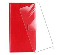 KJYF Coque pour Doro 8100 Plus (6,1"), avec Verre Trempé Protecteur Écran, Etui Protection Housse Premium en Cuir PU, Fonction Stand à Rabat Porte-Monnaie Cover Case pour Doro 8100 Plus - Red