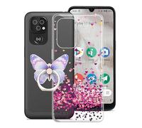 KJYF Coque pour Doro 8100, Transparent Mince Souple Silicone Housse Etui Anti-Rayures TPU Case + [Bumper avec Porte-Anneau Papillon], Protection Cover pour Doro 8100 (6,1") - Amour Cerise