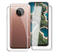 KJYF Coque pour Nokia X20, 2 Pack Verre trempé Protecteur écran, Transparente Silicone Souple TPU Etui, Antichoc Cover en Protection Case pour Nokia X20 (6.67") - Clear