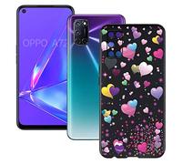 KJYF Coque pour Oppo A72 (6.5"), Etui de Protection Cover Bumper Noir Case TPU Ultra Mince Silicone Souple Housse pour Oppo A72 - Ballon Romantique