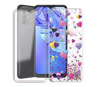 KJYF Coque pour TCL 306, 2 Pièces Verre Trempé écran Protecteur et Transparente Souple TPU Cover, Antichoc Silicone Housse Etui, Verre Trempé pour TCL 306 (6.52") - YQ29