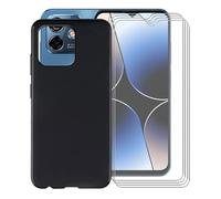 KJYF Coque pour Ulefone Note 16 Pro (6.52"), avec [4 x Protecteur D'écran en Verre Trempé], Noir Mince Antichoc Souple Silicone TPU Housse Etui, pour Ulefone Note 16 Pro Cover Case - Simple