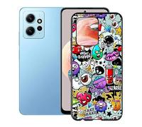 KJYF Coque pour Xiaomi Redmi Note 12 4G (6.67"), Noir Silicone Etui Housse Ultra Mince Souple Cover Bumper Antichoc AntiRayure Téléphone Protection Case pour Xiaomi Redmi Note 12 4G - Graffiti
