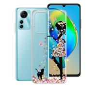 KJYF Coque pour ZTE Blade A72s (6.75"), Transparent Mince Souple Silicone Housse Case, Anti-Rayures Bumper Coque de Telephone, Antichoc Étui pour ZTE Blade A72s - Fille et Fleur