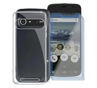 KJYF pour Doro 8042 Coque + 3 Pièces Verre Trempé écran Protecteur, Transparent Souple Silicone Etui Housse, Antichoc Bumper de Protection Case pour Doro 8042 (5.00") - Limpide