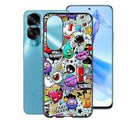 KJYF pour Honor 90 Lite Coque Protection, Noir Souple Silicone Ultra Mince TPU Cover Case, Antichoc Anti-Rayures Bumper Housse Etui pour Honor 90 Lite (6.7") - Graffiti