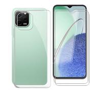 KJYF pour Huawei Nova Y61 Coque + 2 Pièces Verre Trempé, [Ne Jaunit Jamais] Souple Silicone TPU Etui,Transparent Crystal Case & Film de Protection D'écran pour Huawei Nova Y61 (6.52") - Clear