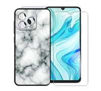 KJYFOANI Case pour Cubot A40 (6.88") Coque + 2 Pièces Verre trempé écran Protecteur Noir Souple Silicone Protection Case Antichoc Bumper Housse Étui pour Marbre