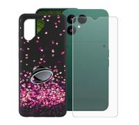 KJYFOANI Case pour Fairphone 6 (6.31") Coque + 2 Pièces Verre trempé écran Protecteur Noir Souple Housse avec Anneau de Support Antichoc Bumper Étui pour - Amour Rose