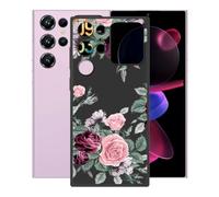 KJYFOANI Case pour Oukitel C62 Pro (6.88") Coque, Noir Souple Silicone Ultra Mince TPU Étui,Antichoc AntiRayures Protection Housse pour - Fleurs Roses