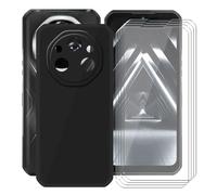 KJYFOANI Case pour Oukitel WP55 Pro (6.60") Coque + 4 Pièces Verre trempé écran Protecteur Noir Souple Silicone Protection Case Antichoc Bumper Housse Étui pour Noir