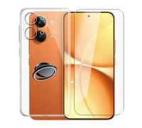 KJYFOANI Case pour Xiaomi Redmi Turbo 5 Max (6.83") Coque + 1 Pièces Verre trempé écran Protecteur Noir Souple Housse avec Anneau de Support Antichoc Bumper Étui pour - Transparent