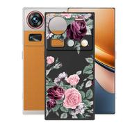 KJYFOANI Case pour ZTE Nubia Z70S Ultra (6.85") Coque, Noir Souple Silicone Ultra Mince TPU Étui,Antichoc AntiRayures Protection Housse pour - Fleurs Roses