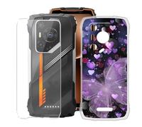 KJYFOANI Coque pour Blackview Oscal Pilot 3 (6.78") + 1 Pièce Verre trempé Protecteur écran, Transparente Caes Souple Silicone Bumper Housse - Antichoc Etui pour - Papillon Violet