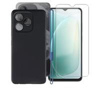 KJYFOANI Coque pour Blackview Wave 9C (6.56") Housse Noir et 1 Pièces Verre trempé écran Film Protecteur, Ultra Fine Anti-Rayures Case Souple Silicone TPU Étui pour Blackview Wave 9C -Noir
