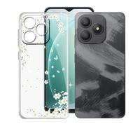 KJYFOANI Coque pour Blackview Wave 9C (6.56") Housse Transparente Souple Silicone TPU Bumper Case, Anti-Rayures Anti-Chute Protection Etui pour - Fleurs Blanches