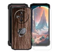 KJYFOANI Coque pour Doogee Fire 6 Power (6.56") et 1 Pièces Verre trempé écran Film Protecteur, Noir Ultra Fine Souple Silicone TPU Étui + Anneau de Support pour Doogee Fire 6 Power - XV22