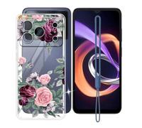 KJYFOANI Coque pour Doogee Note 56 Plus (6.56") Case Transparent Housse Antichoc Flexible Silicone TPU Cover Ultra Mince Anti-Rayures Étui de Protection -Fleurs Roses