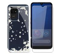 KJYFOANI Coque pour Doro 8200, Transparente Souple TPU Cover et Verre Trempé écran Protecteur, Antichoc Silicone Housse Etui, Verre Trempé pour Doro 8200 (6.10") - Floraison