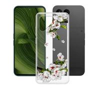 KJYFOANI Coque pour Fairphone 6 (6.31") Transparent Housse Antichoc Flexible Silicone TPU Cover Ultra Mince Anti-Rayures Étui de Protection - Fleur de Poirier