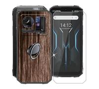 KJYFOANI Coque pour Hotwav Hyper 7 Pro (6.60"), Noir Étui de Protection et 1 Pièces Verre trempé écran Film Protecteur, Ultra Mince Souple Silicone Case avec Anneau de Support - XV22