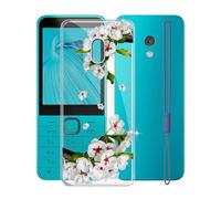 KJYFOANI Coque pour Nokia 235 4G 2024, Transparent Anti-Rayures Flexible Silicone TPU Cover, Mince Souple Antichoc Étui de Protection Housse pour Nokia 235 4G 2024 (2.80") - Fleur de Poirier