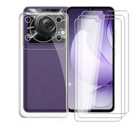KJYFOANI Coque pour Oukitel C60 Pro (6.88") + 3 Pièce Verre trempé Protecteur écran, Transparente Caes Souple Silicone Bumper Housse - Antichoc Etui pour - Transparent