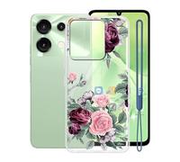 KJYFOANI Coque pour Umidigi G9 5G, Transparent Anti-Rayures Flexible Silicone TPU Cover, Mince Souple Antichoc Étui de Protection Housse pour Umidigi G9 5G (6.75") - Rose Flower