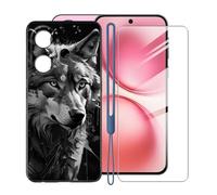 KJYFOANI Coque pour Vivo X200 FE (6.31") Housse Noir et 1 Pièces Verre trempé écran Film Protecteur, Ultra Fine Anti-Rayures Case Souple Silicone TPU Étui -W11