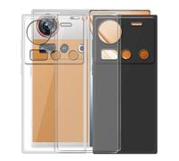 KJYFOANI Coque pour ZTE Nubia Z70S Ultra (6.85"), Noir + Transparent Étui et 2 Pièces Verre trempé écran Film Protecteur, Ultra Mince Souple Silicone Housse pour ZTE Nubia Z70S Ultra- [2 Pièces]