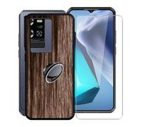 KJYFOANI Coque + Verre trempé Film pour Oukitel WP50 (6.60"), Noir Silicone Housse Etui + Anneau de Support pour téléphone Portable réglable à 360° pour Oukitel WP50 - XV22
