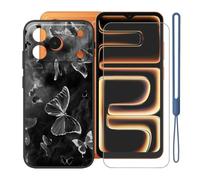 KJYFOANI Coque+Verre trempé pour Ulefone Note 23,Noir-W17 | Silicone TPU Case,Anti-Rayures,Anti-choc,Protection robuste;Verre Trempé Protecteur D'écran,Clarté de HD,Dureté 9H,6.56"