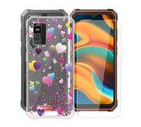 KJYFOANI Coque + Verre trempé Protection écran pour Blackview BV4800 SE, Transparente Silicone TPU Protection Housse, Mince Souple Antichoc Case pour Blackview BV4800 SE (6.56") - Ballon Rose