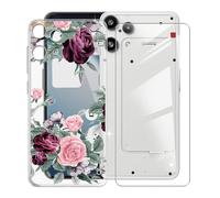 KJYFOANI Hülle für Nothing Phone 3a Lite (6.77"),1 Stück Gehärtetem Glas Schutzfolie, Transparent Weiche Silikon TPU Schutzhülle Kratzfest Handyhülle für - Rosen