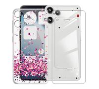 KJYFOANI Hülle für Nothing Phone 3a Lite (6.77"),1 Stück Gehärtetem Glas Schutzfolie, Transparent Weiche Silikon TPU Schutzhülle Kratzfest Handyhülle für - Kleines Herz