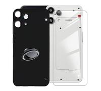 KJYFOANI Hülle für Nothing Phone 3a Lite (6.77") Handyhülle+1 Stück Schutzglas Gehärteter Film,Schwarz Weiche Silikon Schutzhülle mit Handy-Ringhalter Hülle - Schwarz