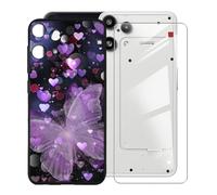 KJYFOANI Hülle für Nothing Phone 3a Lite (6.77") Handyhülle und 1 Stück Schutzglas Gehärteter Film,Ultra Dünn Weiche Silikon Stoßfest Schutzhülle,Schwarz Hülle für - Lila Schmetterlinge