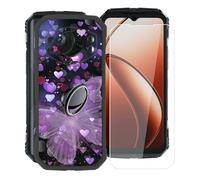 KJYFOANI Noir Coque pour Doogee S Cyber (6.58"),1 x Protecteur D'écran en Verre Trempé, [Bumper Cover avec Anneau de Support],Antichoc Souple Etui pour Doogee S Cyber - XV16