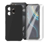 KJYFOANI pour Blackview Oscal Marine 3 (6.56") Noir Coque et 4 Pièces Verre trempé écran Film Protecteur, Ultra Fine Anti- Rayures Souple Housse Silicone TPU Étui - Noir