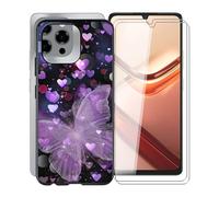 KJYFOANI pour Doogee Note 58 Coque + 2 Pièces Verre trempé écran Protecteur, Noir Souple Silicone Protection Case, Antichoc Bumper Housse Étui pour Doogee Note 58 (6.75") - XV16