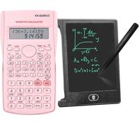 KK-82MS-B/KK-82MS-D Calculatrice scientifique portative pour ingénierie avec clavier inscriptible facile à régler 4,4 pouces LCD, calculatrice portable portable pour bureau, école (rose)