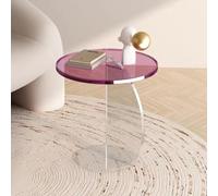 KK-GGL Table basse ronde en acrylique - Plateau multifonctionnel pour canapé - Petite table d'appoint ronde moderne - Table de chevet élégante - Décoration de salon - 45 x 45 x 56 cm - Violet
